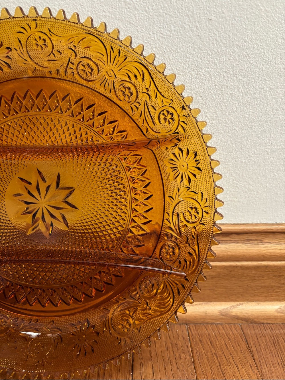 Vintage 1970's Amber Glass Relish Dish Serving Tray - Picture 4 of 7